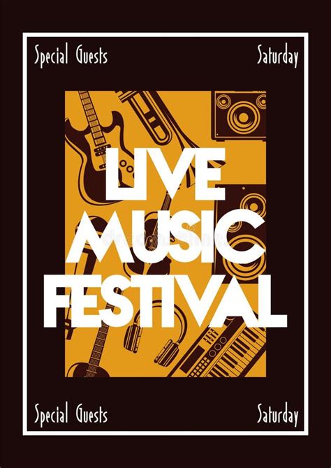 Live Musik Festival Das Plakat Mit E Gitarren Kennzeichnung Vektor