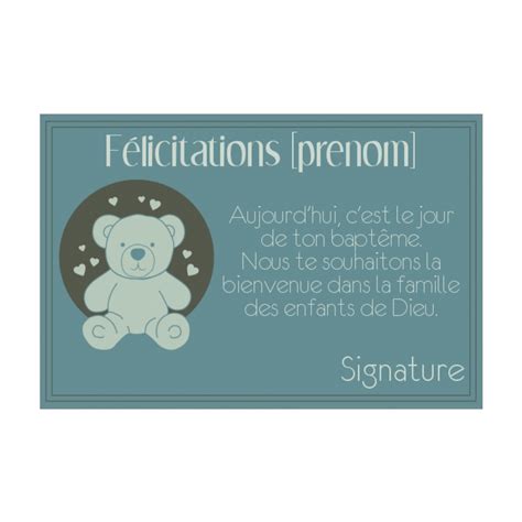 Carte Felicitation Bapteme Jouet Bleu Peluche gratuit à imprimer carte