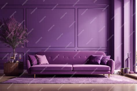 Premium AI Image | Sofa in purple living room with copy space