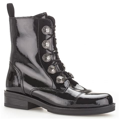 Womens 796 97 Lady Black Patent Leather Lace Up Ankle Boots Womens