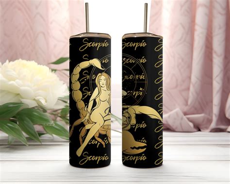 Black And Gold Scorpio Birthday Astrology Tumbler Wrap Skinny Oz