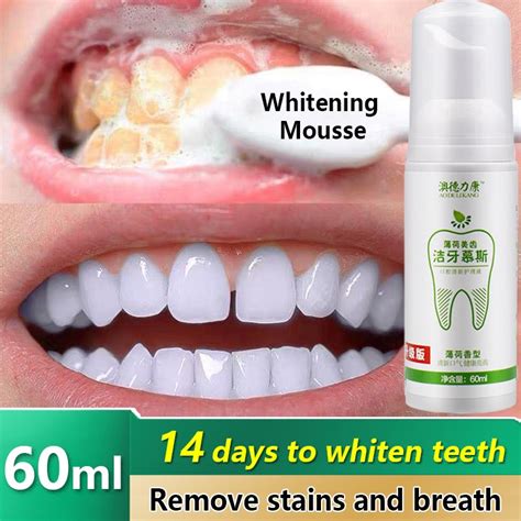 60ml Teeth Whitening Mousse Toothpaste Remove Plaque Oral Odor