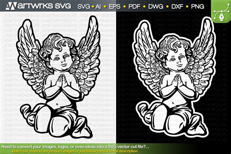 Art And Collectibles Angel And Prayer Svg Dxf Png Clipart Vector Cricut