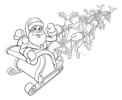 Santa Claus And Reindeer Christmas Sleigh Sled Stock Vector