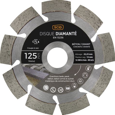 Disque diamanté béton granit professionnel SCID Diamètre 125 mm