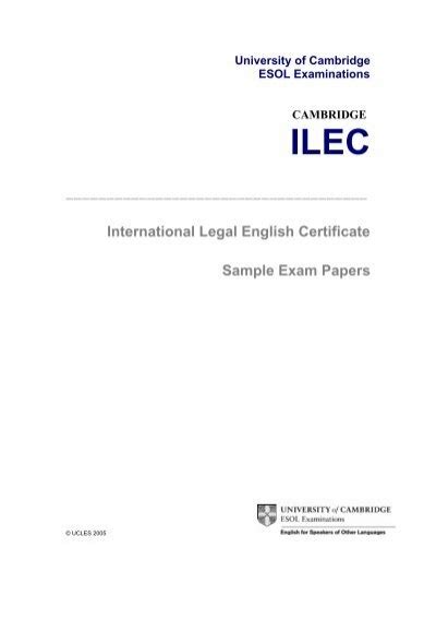 International Legal English Certificate Sample Exam Papers