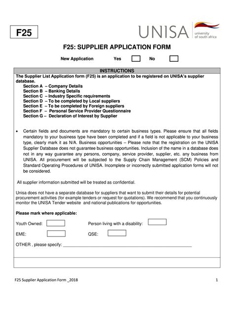 Unisa Supplier 2018 2024 Form Fill Out And Sign Printable PDF