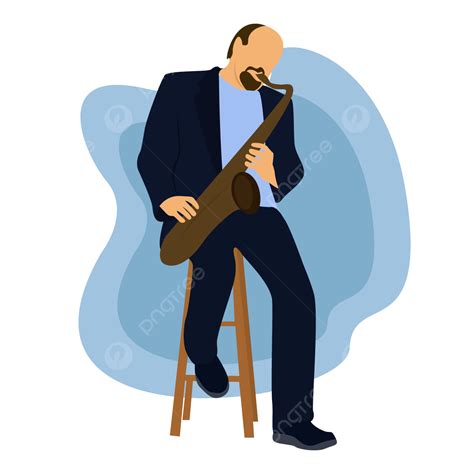 Playing Saxophone Clipart Png Images Flat Musician Play Saxophone Illustration Musician