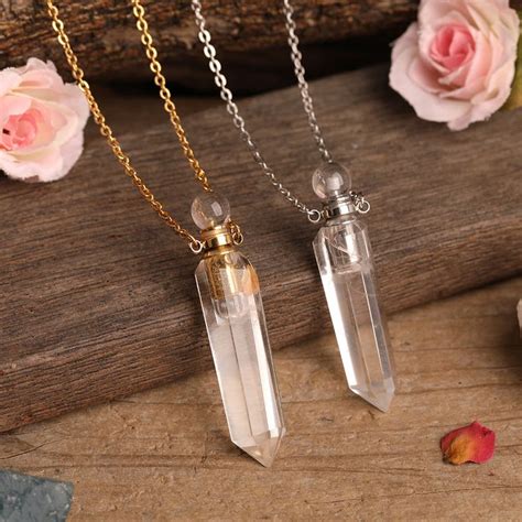 Long Point Healing Crystal Perfume Bottle Pendant Etsy Bottle