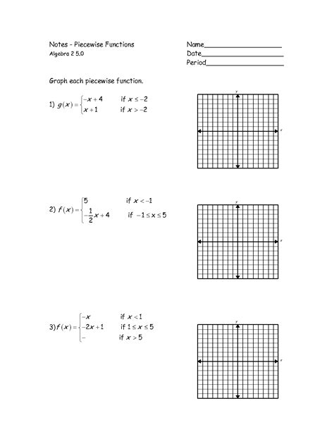 Piecewise Functions Graphing Worksheet 10 Best Images Of Alg