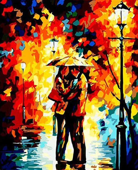 Couple Under Umbrella Leonid Afremov Paint By Numbers Home