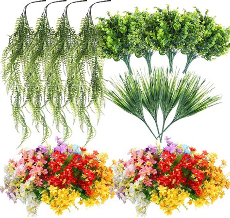 Amazon Zeyune Pcs Fake Hanging Plants And Flowers Set Colorful