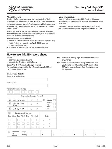 Hmrc Ssp Form Fill Out And Sign Online Dochub