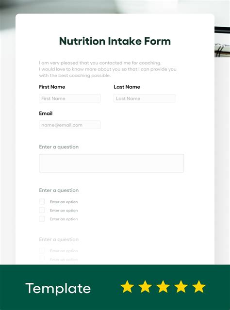 Nutrition Intake Form Template Free 2023 Updated Bonsai