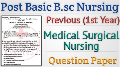 Post Basic Bsc Nursing St Year Medical Surgical Nursing Question Paper