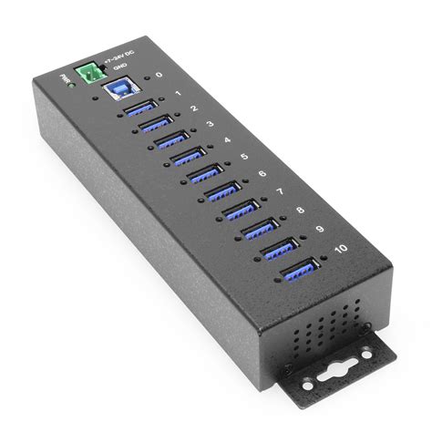 10 Port Usb 32 Gen 1 Hub Integrated Surge Protection W Din Rail Mounting Kit Coolgear