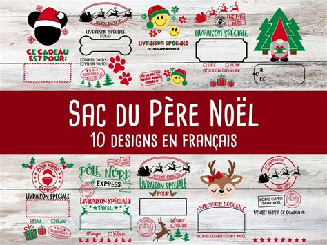 SVG en français Sac du Père Noël en Français SVG Cricut Français SVG