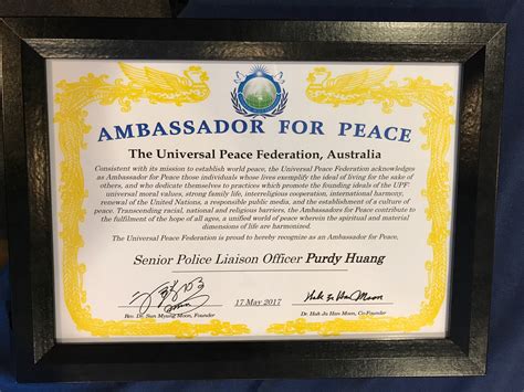 Ambassadors For Peace Recognised Far North