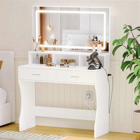 Amazon Rovaurx Makeup Vanity Desk With Mirror And 3 Color Dimmable