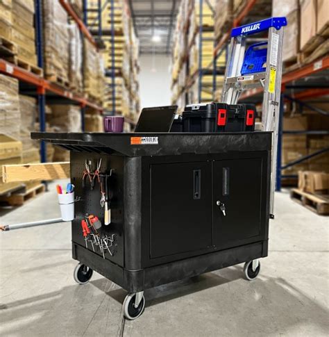 Industrial Work Cart with Locking Cabinet | Warehouse solutions ...