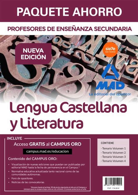 Paquete Ahorro Lengua Castellana Y Literatura Cuerpo De Profesores De