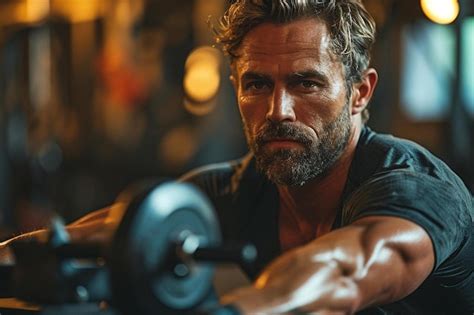 Premium Photo A Man Holding A Barbell In A Gym