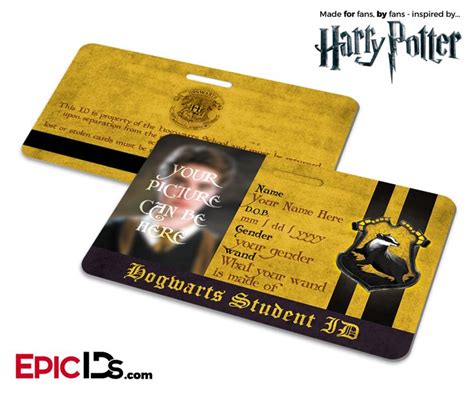 Hogwarts School Hufflepuff Harry Potter Inspired Student Id Photo