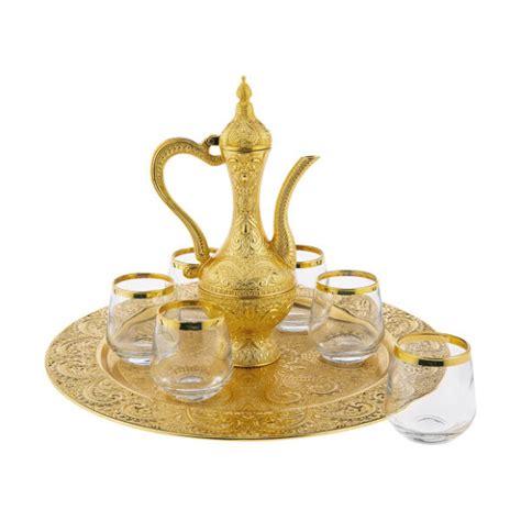 Osena Payitaht Brass Glass Zamzam Kawa Set Golden 317 K 18 In Pakistan