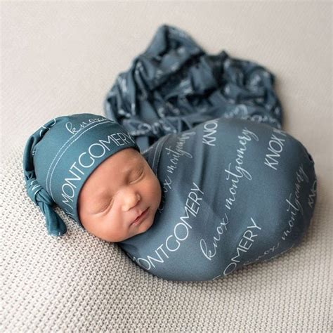 Baby Boy Swaddle And Hat Baby Personalized Swaddle Blanket Etsy