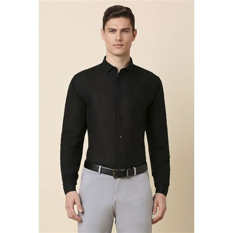 Buy Allen Solly Men Black Slim Fit Solid Full Sleeves Formal Shirt Online