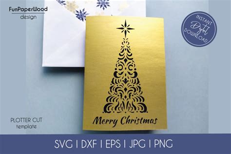 Merry Christmas Papercut Card Svg Dxf Eps Cut