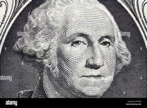 Macro Detail Of George Washington S Face On The Us One Dollar Bill