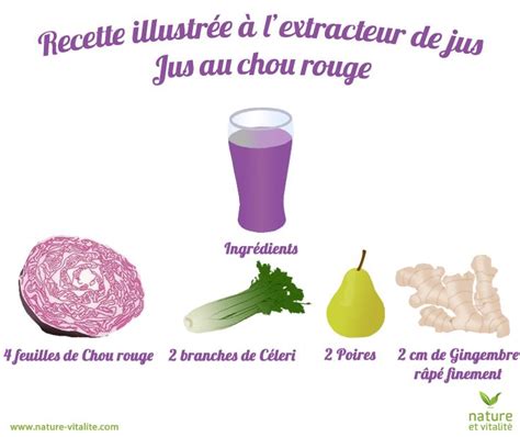 Jus au chou rouge Recettes de jus pour désintoxication Recette jus