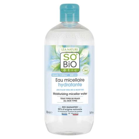 Eau micellaire hydratante à l Aloe Vera So Bio Etic 500 ml La