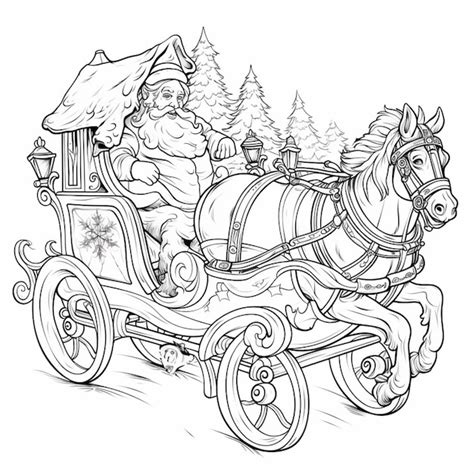 Premium Ai Image A Black And White Drawing Of A Santa Claus Riding In