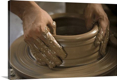 Nicaragua Catarina Potter S Hands Creating Clay Pottery On Spinning