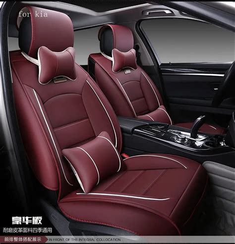 For Kia Rio Sportage Ceed Cerato Soul Red Black Waterproof Soft Pu Leather Car Seat Covers Easy