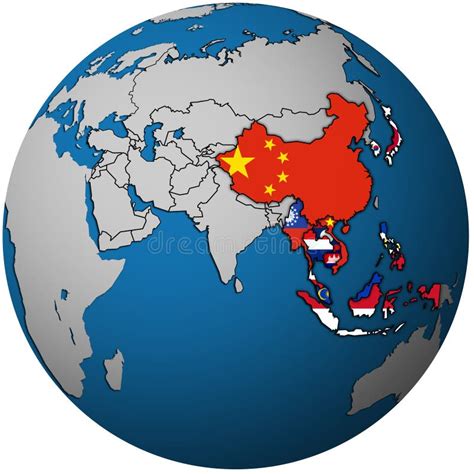 Flags On Old Political Map Of World Stock Illustration Illustration