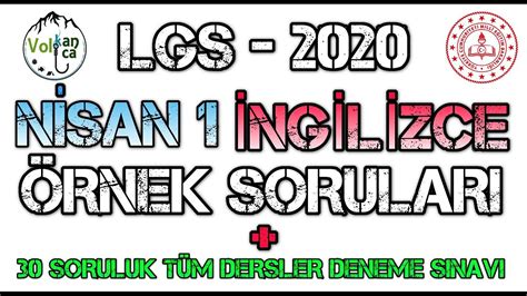 Volkanca Akademİ Lgs 2020 Nİsan 1 Ayi İngİlİzce Örnek Sorulari