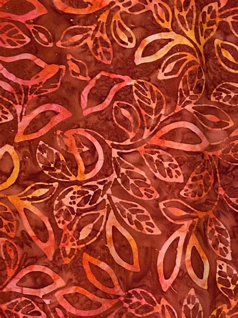 Batik Batik Fabric Batik Fabric by the Yard Red Batik Leaf - Etsy