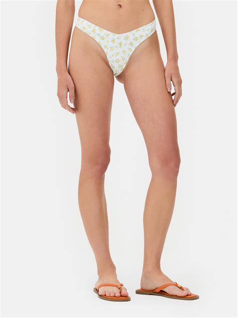 Womens Yellow Floral Bikini Bottoms Primark