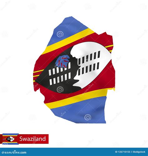 Swaziland Map With Waving Flag Of Country Stock Vector Illustration