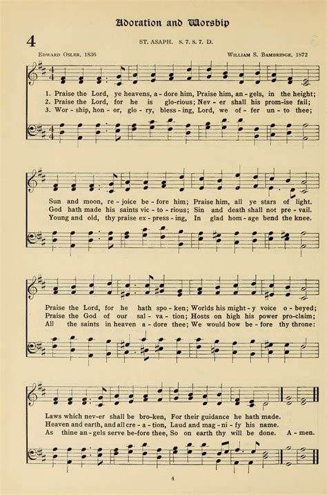 Hymns For The Living Age 4 Praise The Lord Ye Heavens Adore Him