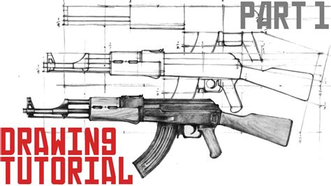 How To Draw Ak 47 In 10 Easy Steps Part 1 Youtube