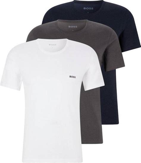 Hugo Boss Logo Embroidered T Shirts 3 Pack Whitebluegrey • Price