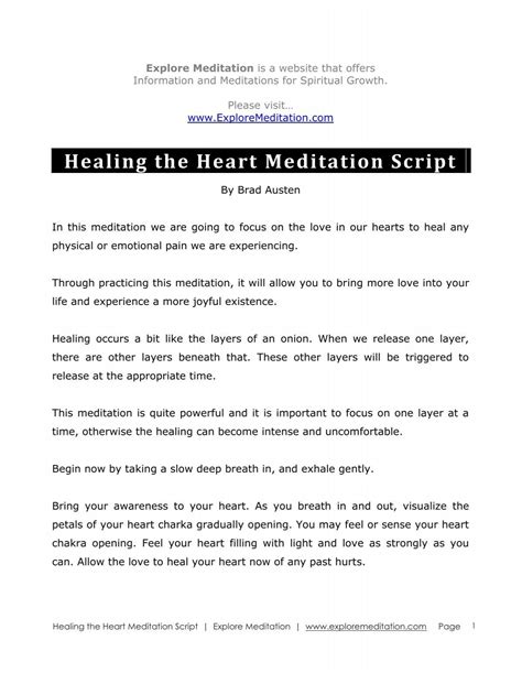 Healing The Heart Meditation Script Explore Meditation