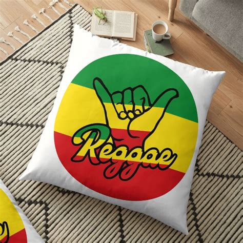 Reggae Design With Shaka Hand Aloha Sign Floor Pillow For Sale By