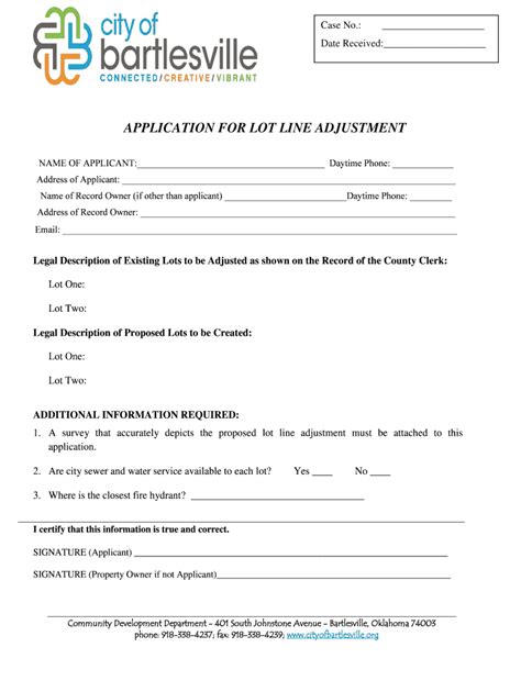 Fillable Online Cityofbartlesville Procedure For Lot Line Adjustment