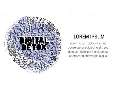 Digital Detox Concept Illustration With Lettering And Doodles Stock Vector Illustration Of