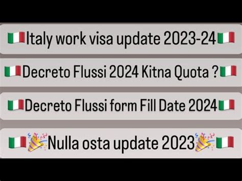 Italy Work Permit Visa Update Nulla Osta Update Italy Work